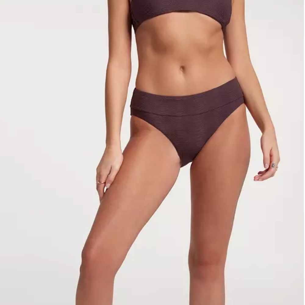CALIA Mid Rise Wide Banded High Leg Swim Bikini Bottoms